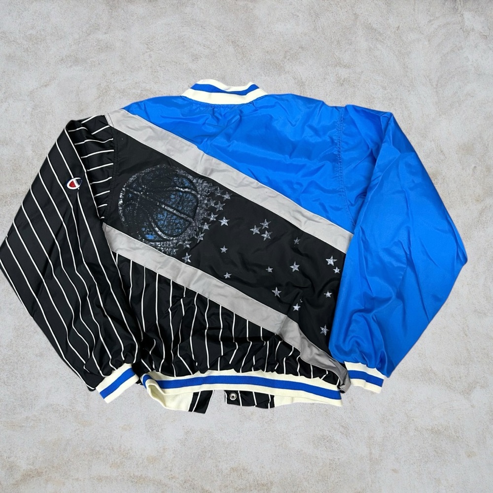 Vintage Orlando Magic Jacket Mens‎ Small Black Blue Bomber Champion 90s Warm Up - Picture 10 of 10